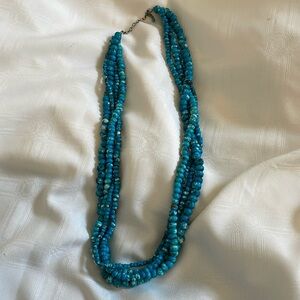 31 Inch Turquoise Colored Bead Necklace, 4 Strands